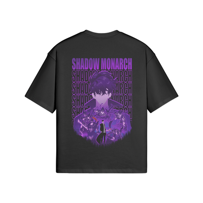 Solo Levelling Shadow Monarch Boxy T-ShirtThis boxy t-shirt is the perfect addition to your casual wardrobe. Made from premium-quality cotton, the tee offers an experience of ultimate luxury and comfort. ThePODpartnerAcrezendo ApparelSolo Levelling Shadow Monarch